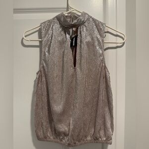 Express Metallic Silver/Blush Sleeveless Blouse NWT